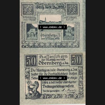 Notgeldscheine Oberösterreich Obernberg am Inn 1920, 50 Heller (3). Notgeld Oberösterreich Obernberg, Notgeldscheine aus Oberösterreich im online Katalog für... Sammlung