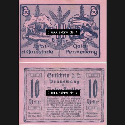 Notgeldscheine Oberösterreich Pennewang 1920, 10 Heller (3). Notgeld Oberösterreich Pennewang, Notgeldscheine aus Oberösterreich im online Katalog für private... Sammlung