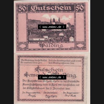 Notgeldscheine Oberösterreich Walding 1920, 50 Heller (3). Notgeld Oberösterreich Gemeinde Walding, Notgeldscheine aus Oberösterreich im online Katalog für... Sammlung