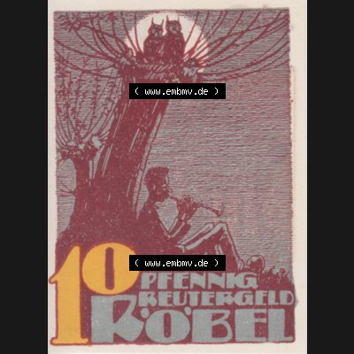 Deutsches Reich Reutergeld Röbel 10 Pfennig, das Digitale Bild mit der Vorderseite vom hier gezeigten Reutergeld-Notgeld aus Röbel steht im online Katalog zum katalogisieren und kategorisieren... Sammlung