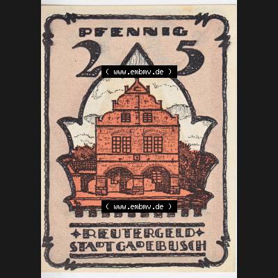 Deutsches Reich Reutergeld Gadebusch 25 Pfennig, das Digitale Bild mit der Vorderseite vom hier gezeigten Reutergeld-Notgeld aus Gadebusch steht im online Katalog zum katalogisieren und kategorisieren... Sammlung