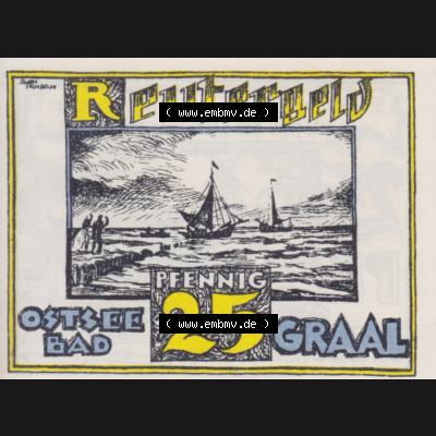 Deutsches Reich Reutergeld Graal 25 Pfennig, das Digitale Bild mit der Vorderseite vom hier gezeigten Reutergeld-Notgeld aus Graal steht im online Katalog zum katalogisieren und kategorisieren der... Sammlung