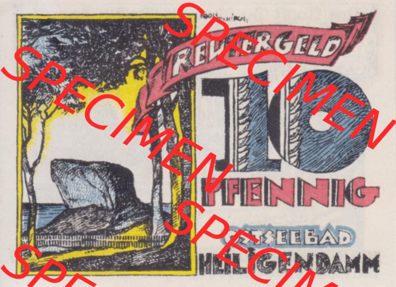 Deutsches Reich Reutergeld Heiligendamm 10 Pfennig, das Digitale Bild mit der Vorderseite vom hier gezeigten Reutergeld-Notgeld aus Heiligendamm steht im online Katalog zum katalogisieren und kategorisieren... Sammlung
