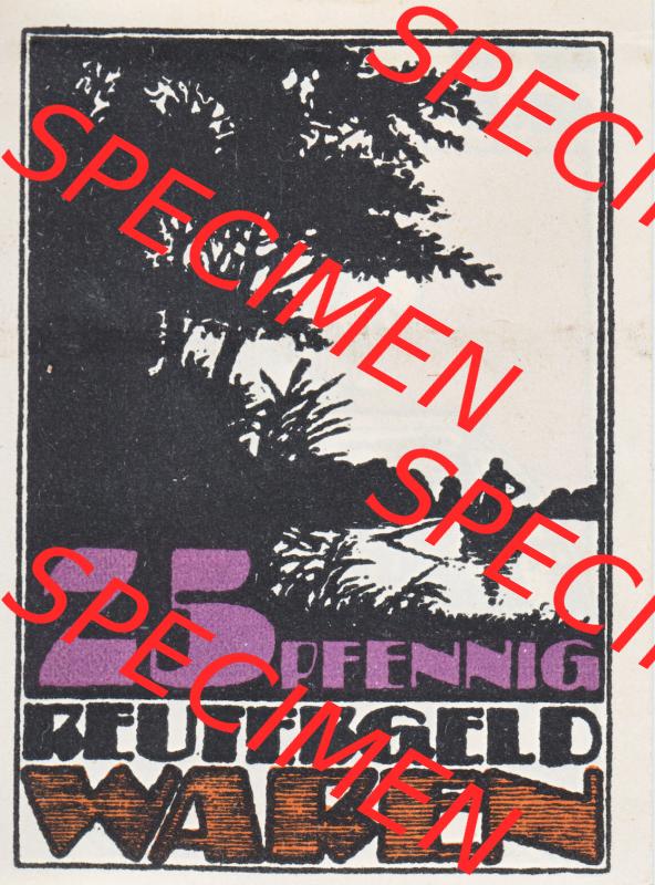 Deutsches Reich Reutergeld Waren 25 Pfennig, das Digitale Bild mit der Vorderseite vom hier gezeigten Reutergeld-Notgeld aus Waren steht im online Katalog zum katalogisieren und kategorisieren der... Sammlung