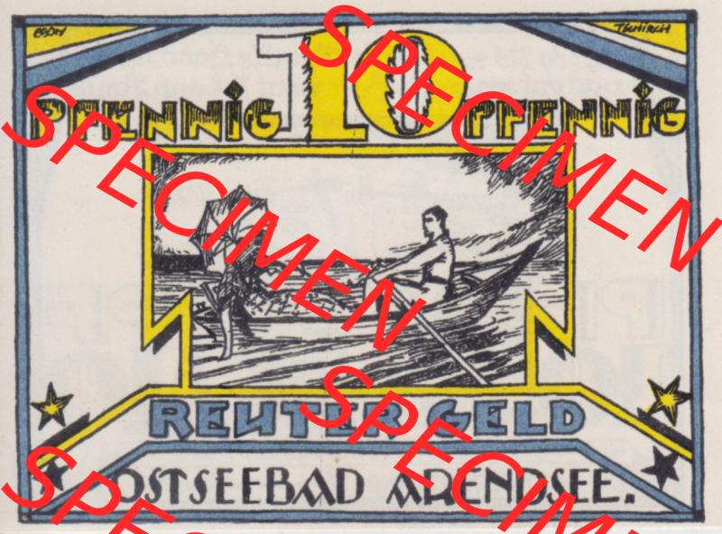 Deutsches Reich Arendsee 10 Pfennig, das Digitale Bild mit der Vorderseite vom hier gezeigten Reutergeld-Notgeld steht im online Katalog zum katalogisieren und kategorisieren der eigenen Notgeld-Sammlung... Sammlung