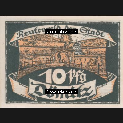 Deutsches Reich Reutergeld Dömitz 10 Pfennig, das Digitale Bild mit der Vorderseite vom hier gezeigten Reutergeld-Notgeld aus Dömitz steht im online Katalog zum katalogisieren und kategorisieren... Sammlung