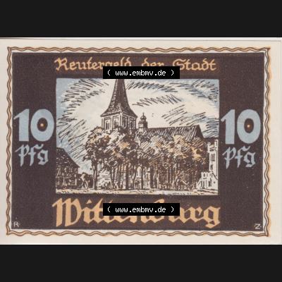 Deutsches Reich Reutergeld Wittenburg 10 Pfennig, das Digitale Bild mit der Vorderseite vom hier gezeigten Reutergeld-Notgeld aus Stadt Wittenburg steht im online Katalog zum katalogisieren und kategorisieren... Sammlung