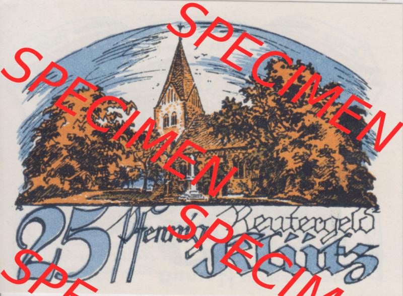 Deutsches Reich Reutergeld Klütz 25 Pfennig, das Digitale Bild mit der Vorderseite vom hier gezeigten Reutergeld-Notgeld aus Klütz steht im online Katalog zum katalogisieren und kategorisieren... Sammlung