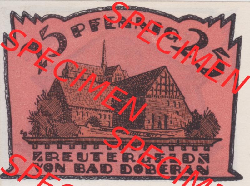 Deutsches Reich Reutergeld Bad Doberan 25 Pfennig, das Digitale Bild mit der Vorderseite vom hier gezeigten Reutergeld-Notgeld steht im online Katalog zum katalogisieren und kategorisieren der eigenen... Sammlung