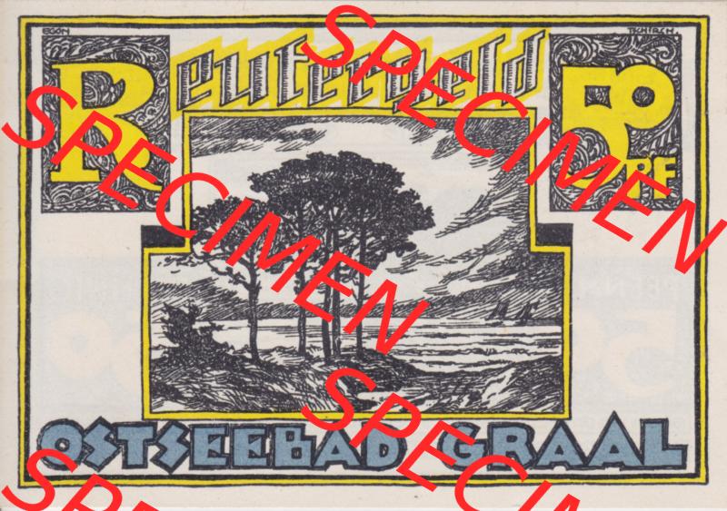 Deutsches Reich Reutergeld Graal 50 Pfennig, das Digitale Bild mit der Vorderseite vom hier gezeigten Reutergeld-Notgeld aus Graal steht im online Katalog zum katalogisieren und kategorisieren der... Sammlung