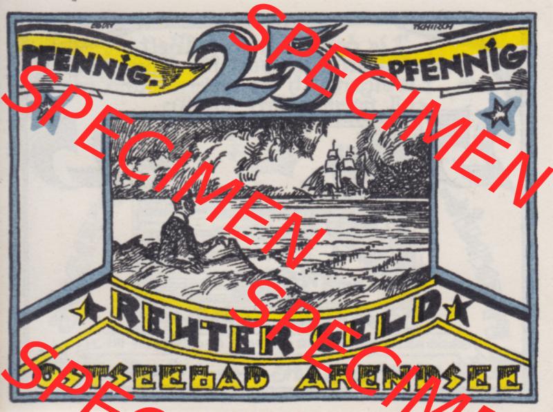 Deutsches Reich Arendsee 25 Pfennig, das Digitale Bild mit der Vorderseite vom hier gezeigten Reutergeld-Notgeld steht im online Katalog zum katalogisieren und kategorisieren der eigenen Notgeld-Sammlung... Sammlung