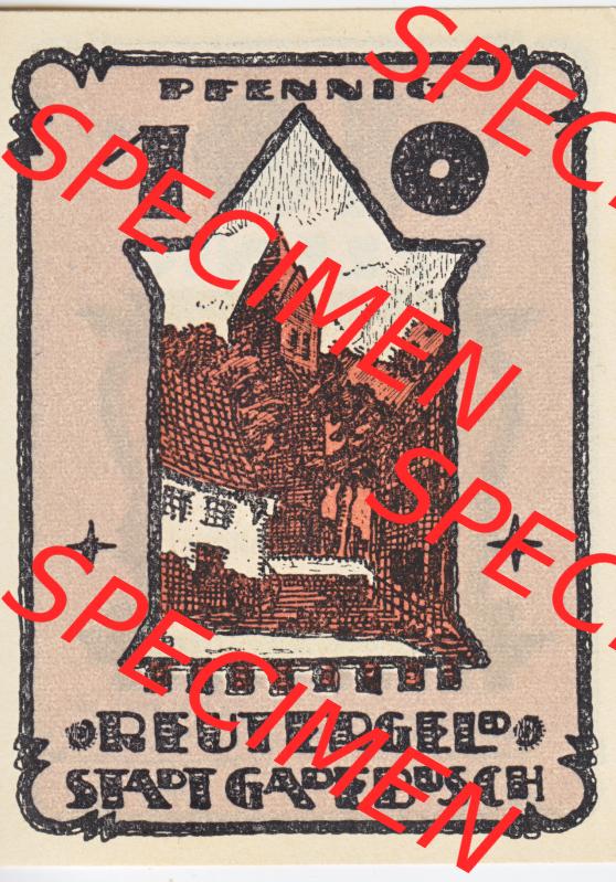 Deutsches Reich Reutergeld Gadebusch 10 Pfennig, das Digitale Bild mit der Vorderseite vom hier gezeigten Reutergeld-Notgeld aus Gadebusch steht im online Katalog zum katalogisieren und kategorisieren... Sammlung