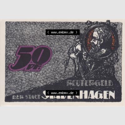 Deutsches Reich Reutergeld Stavenhagen 50 Pfennig, das Digitale Bild mit der Vorderseite vom hier gezeigten Reutergeld-Notgeld aus Stavenhagen steht im online Katalog zum katalogisieren und kategorisieren... Sammlung