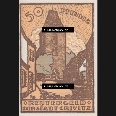 Deutsches Reich Reutergeld Crivitz 50 Pfennig, das Digitale Bild mit der Vorderseite vom hier gezeigten Reutergeld-Notgeld steht im online Katalog zum katalogisieren und kategorisieren der eigenen... Sammlung