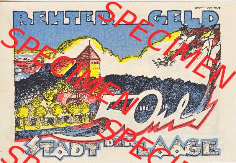 Deutsches Reich Reutergeld Laage 50 Pfennig, das Digitale Bild mit der Vorderseite vom hier gezeigten Reutergeld-Notgeld aus Stadt Laage steht im online Katalog zum katalogisieren und kategorisieren... Sammlung