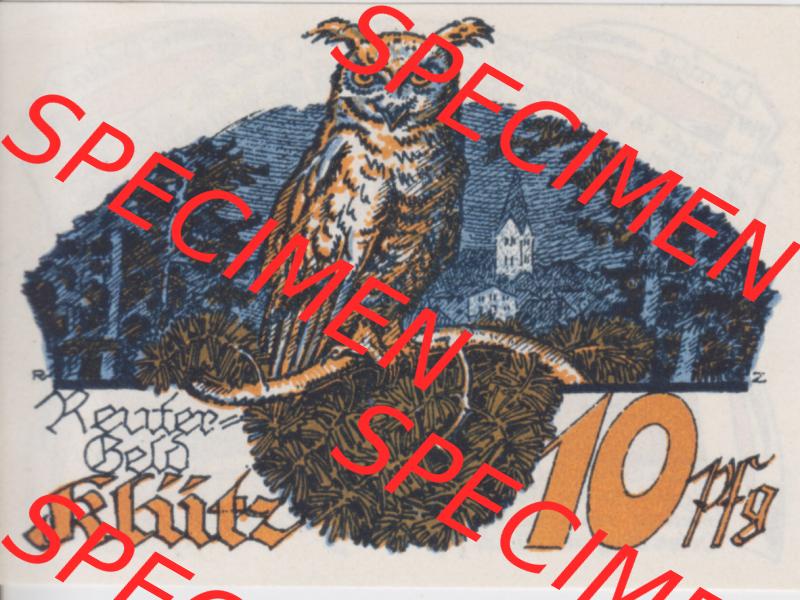 Deutsches Reich Reutergeld Klütz 10 Pfennig, das Digitale Bild mit der Vorderseite vom hier gezeigten Reutergeld-Notgeld aus Klütz steht im online Katalog zum katalogisieren und kategorisieren... Sammlung