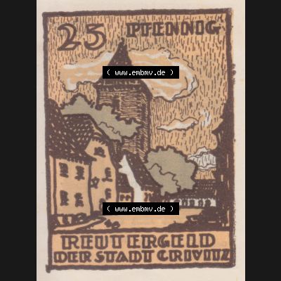 Deutsches Reich Reutergeld Crivitz 25 Pfennig, das Digitale Bild mit der Vorderseite vom hier gezeigten Reutergeld-Notgeld steht im online Katalog zum katalogisieren und kategorisieren der eigenen... Sammlung