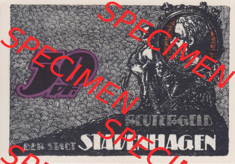 Deutsches Reich Reutergeld Stavenhagen 50 Pfennig, das Digitale Bild mit der Vorderseite vom hier gezeigten Reutergeld-Notgeld aus Stavenhagen steht im online Katalog zum katalogisieren und kategorisieren... Sammlung