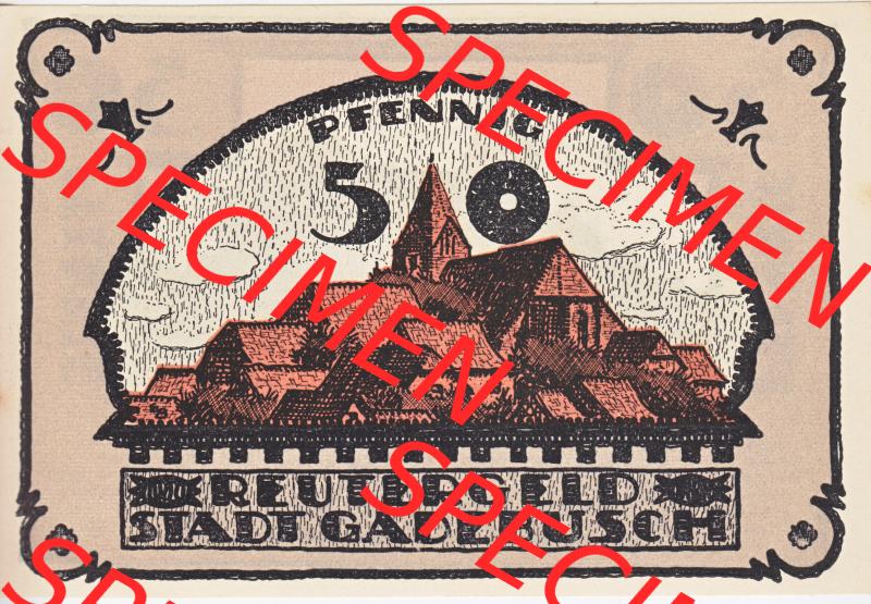 Deutsches Reich Reutergeld Gadebusch 50 Pfennig, das Digitale Bild mit der Vorderseite vom hier gezeigten Reutergeld-Notgeld aus Gadebusch steht im online Katalog zum katalogisieren und kategorisieren... Sammlung