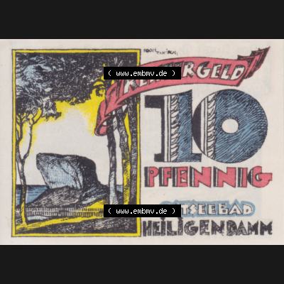 Deutsches Reich Reutergeld Heiligendamm 10 Pfennig, das Digitale Bild mit der Vorderseite vom hier gezeigten Reutergeld-Notgeld aus Heiligendamm steht im online Katalog zum katalogisieren und kategorisieren... Sammlung