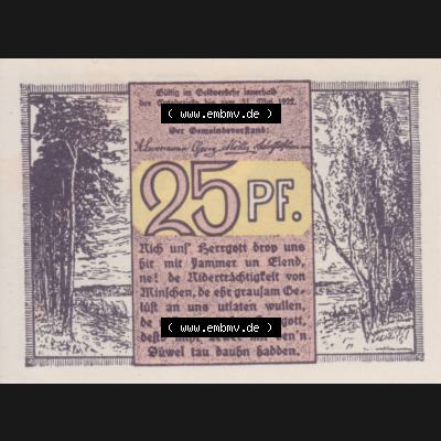 Deutsches Reich Bad Kleinen 25 Pfennig, das Digitale Bild mit der Vorderseite vom hier gezeigten Reutergeld-Notgeld aus Bad Kleinen steht im online Katalog zum katalogisieren und kategorisieren der... Sammlung