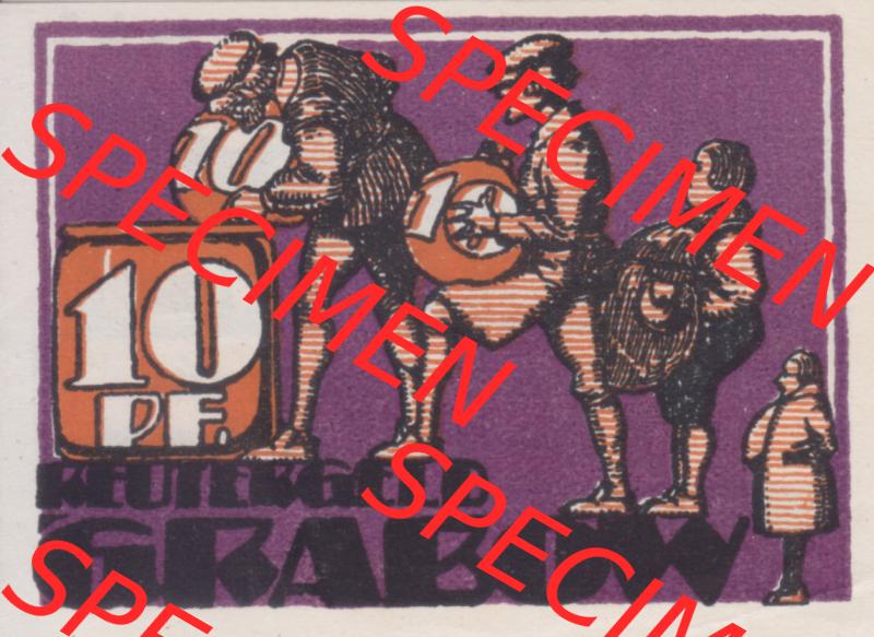 Deutsches Reich Reutergeld Grabow 10 Pfennig, das Digitale Bild mit der Vorderseite vom hier gezeigten Reutergeld-Notgeld aus Grabow steht im online Katalog zum katalogisieren und kategorisieren... Sammlung