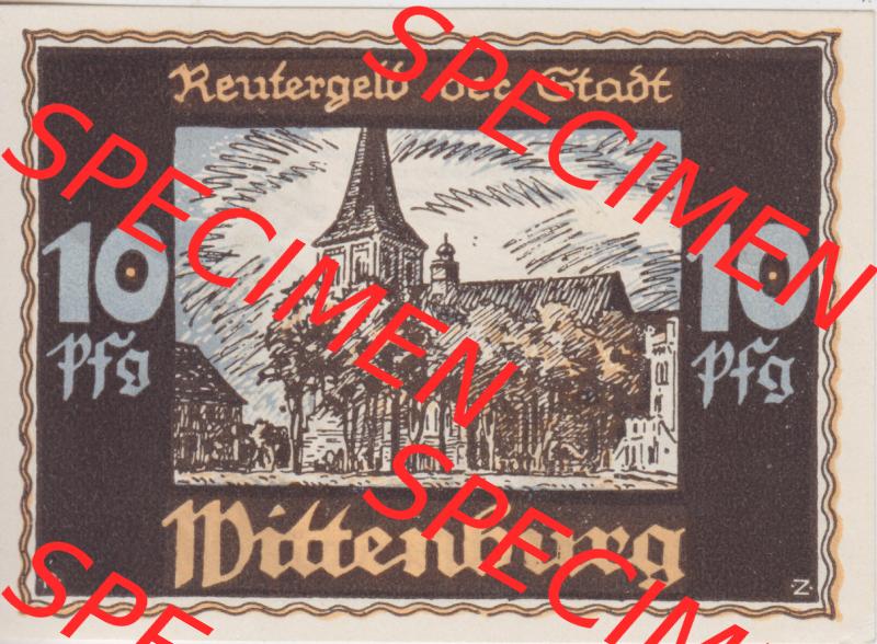 Deutsches Reich Reutergeld Wittenburg 10 Pfennig, das Digitale Bild mit der Vorderseite vom hier gezeigten Reutergeld-Notgeld aus Stadt Wittenburg steht im online Katalog zum katalogisieren und kategorisieren... Sammlung