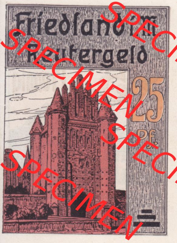 Deutsches Reich Reutergeld Friedland 25 Pfennig, das Digitale Bild mit der Vorderseite vom hier gezeigten Reutergeld-Notgeld aus Friedland steht im online Katalog zum katalogisieren und kategorisieren... Sammlung