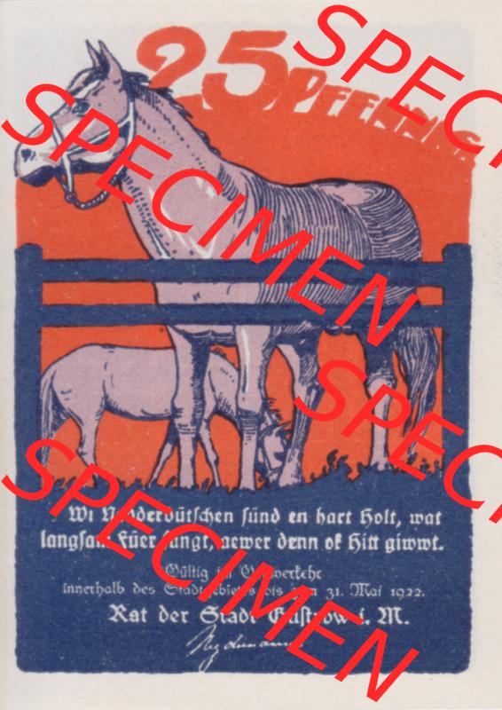 Deutsches Reich Reutergeld Güstrow 25 Pfennig, das Digitale Bild mit der Vorderseite vom hier gezeigten Reutergeld-Notgeld aus Güstrow steht im online Katalog zum katalogisieren und kategorisieren... Sammlung