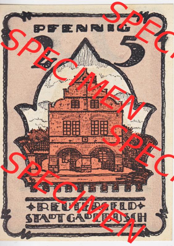 Deutsches Reich Reutergeld Gadebusch 25 Pfennig, das Digitale Bild mit der Vorderseite vom hier gezeigten Reutergeld-Notgeld aus Gadebusch steht im online Katalog zum katalogisieren und kategorisieren... Sammlung