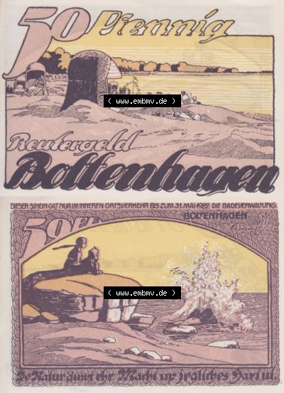 Deutsches Reich Reutergeld Boltenhagen 50 Pfennig, das Digitale Bild mit der Vorderseite und Rückseite (VS+RS) auf einen digitalen... Sammlung