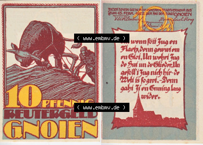 Reutergeld-Notgeldschein aus Gnoien Sammlung