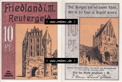 Reutergeld-Notgeldschein aus Friedland Sammlung