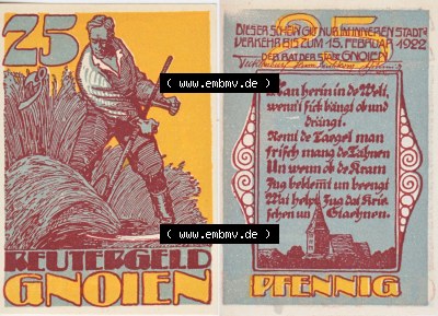 Reutergeld-Notgeldschein aus Gnoien Sammlung