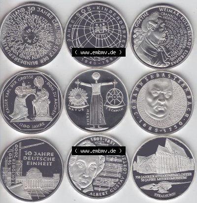 Münzen Deutsche Mark Silbermünze 1999-2001 (1) Sammlung