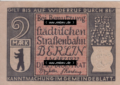 Notgeldscheine aus Berlin 1865 Berliner Pferdeeisenbahn (2) Sammlung