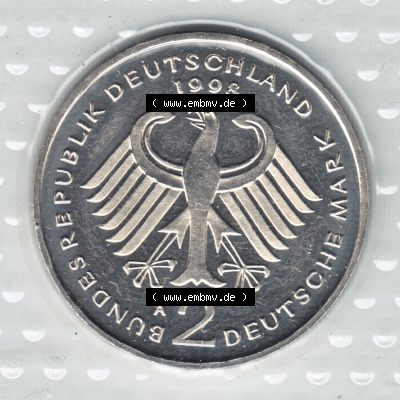 Münzen Deutschland Münzsätze Deutsche Mark Stempelglanz 1998, 2 DM-Deutsche Mark Franz Josef Strauß (2) Sammlung