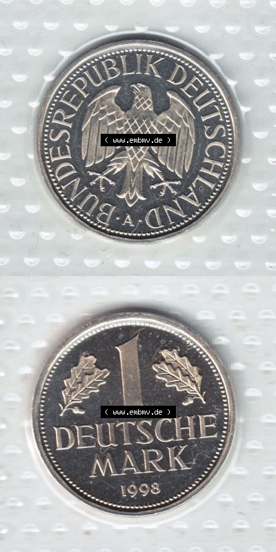 Münzen Deutschland Münzsätze Deutsche Mark Stempelglanz 1998, 1 DM Deutsche Mark (4) Sammlung