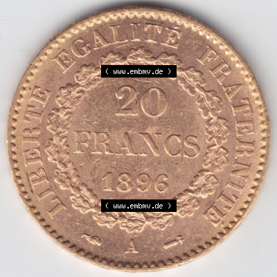 Münzen Frankreich Goldmünze 1896 (1) Sammlung