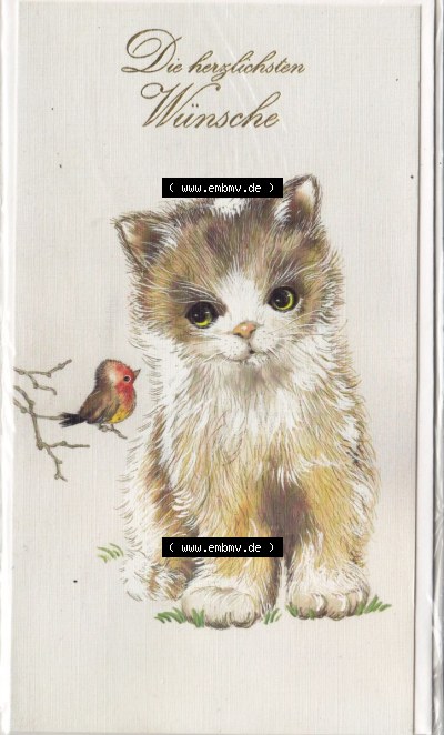 Ansichtskarte Gezeichnete Katze mit Vogel, Die herzlichsten Wünsche (1) Sammlung