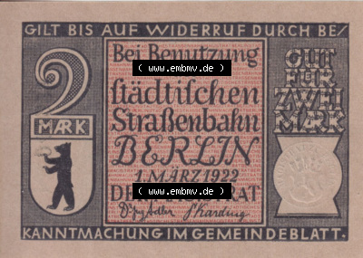 Notgeldscheine aus Berlin 1882 Erste Elektrische Strassenbahn (2) Sammlung