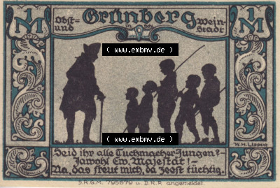 Notgeldscheine aus Grünberg 1922, 1 Mark (2) Sammlung