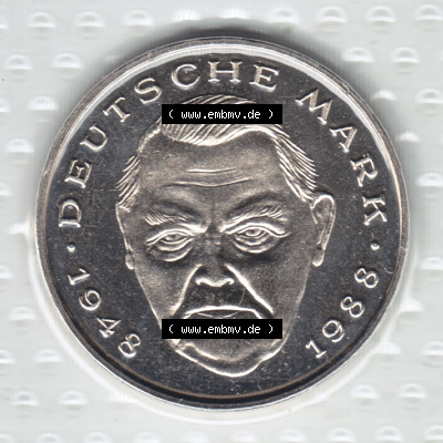 Münzen Deutschland Münzsätze Deutsche Mark Stempelglanz 1998, 2 DM-Deutsche Mark Ludwig Erhard (1) Sammlung