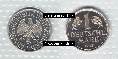 Münzen Deutschland Münzsätze Deutsche Mark Stempelglanz 1998, 1 DM Deutsche Mark (3) Sammlung