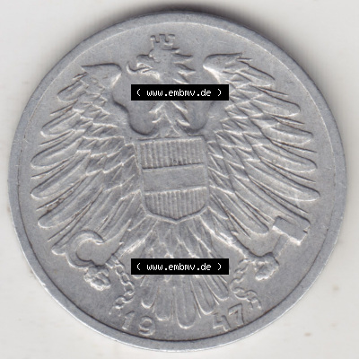 Münzen Österreich / Austria Eurovorläufer, Umlaufmünze vor Euroeinführung 1946-1957, 1 Schilling 1947 II. (1) Sammlung