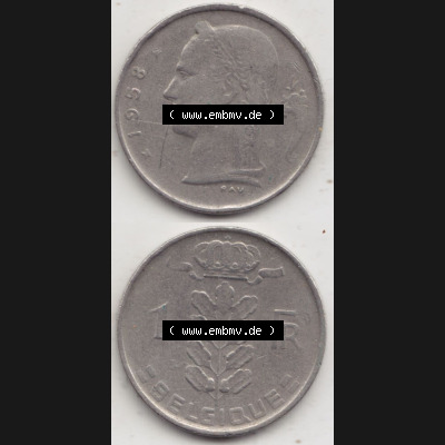 Münzen Belgien Eurovorläufer, Umlaufmünze vor Euroeinführung 1950-1988, 1 Francs-Franken 1958 Belgique (4) Sammlung