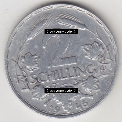 Münzen Österreich / Austria Eurovorläufer, Umlaufmünze vor Euroeinführung 1946-1952, 2 Schilling 1946 (2) Sammlung
