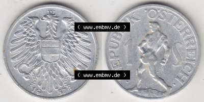 Münzen Österreich / Austria Eurovorläufer, Umlaufmünze vor Euroeinführung 1946-1957, 1 Schilling 1957 (3) Sammlung