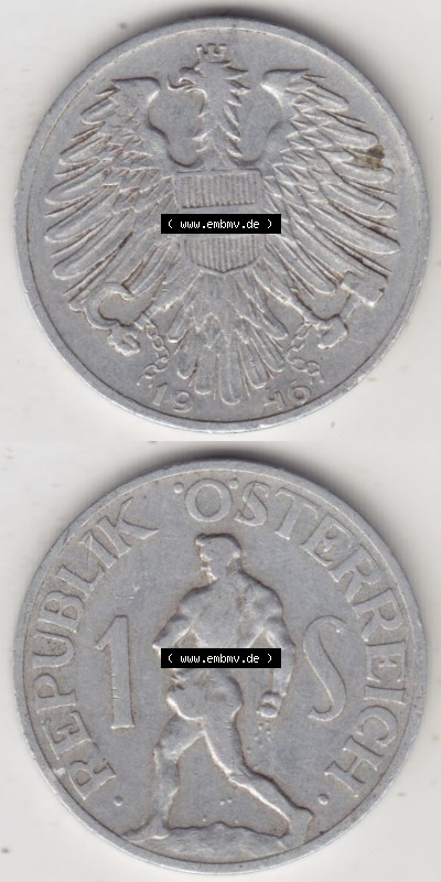 Münzen Österreich / Austria Eurovorläufer, Umlaufmünze vor Euroeinführung 1946-1957, 1 Schilling 1946 III. (4) Sammlung