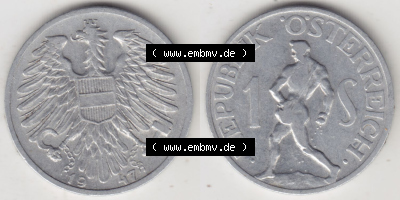 Münzen Österreich / Austria Eurovorläufer, Umlaufmünze vor Euroeinführung 1946-1957, 1 Schilling 1947 II. (3) Sammlung
